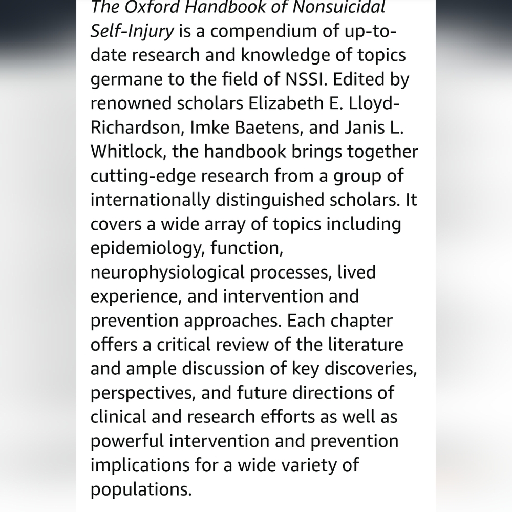 The Oxford Handbook of Nonsuicidal Self-Injury - Picture 7 of 11
